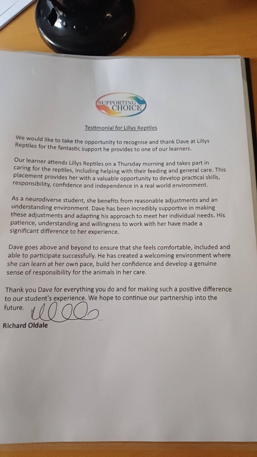 A thank-you letter delivered to the rescue